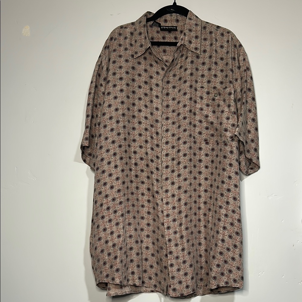 Colore Italia 100% Silk Shirt  Men’s Size Large Hidden Button Up Short Sleeve